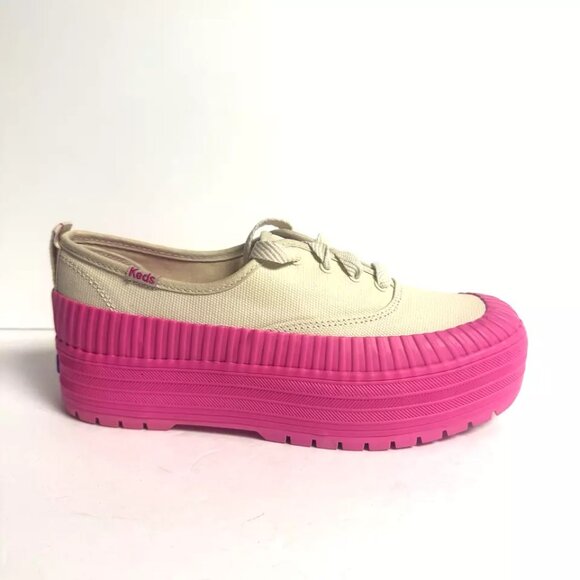 Keds Cream and Pink Platform Athletic Shoes - Picture 1 of 6